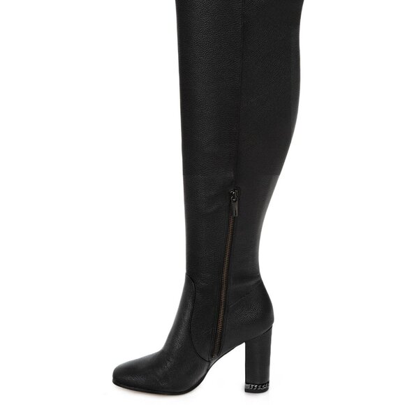 Michael Kors Womens Sabrina Boots Above-The-Knee Length Leather Black Size 5.5M - Picture 2 of 5